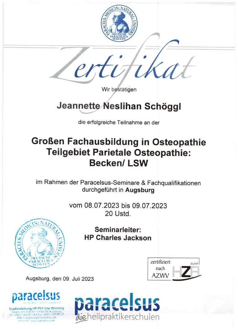 Vorschau des Zertifikats: Becken & LWS
