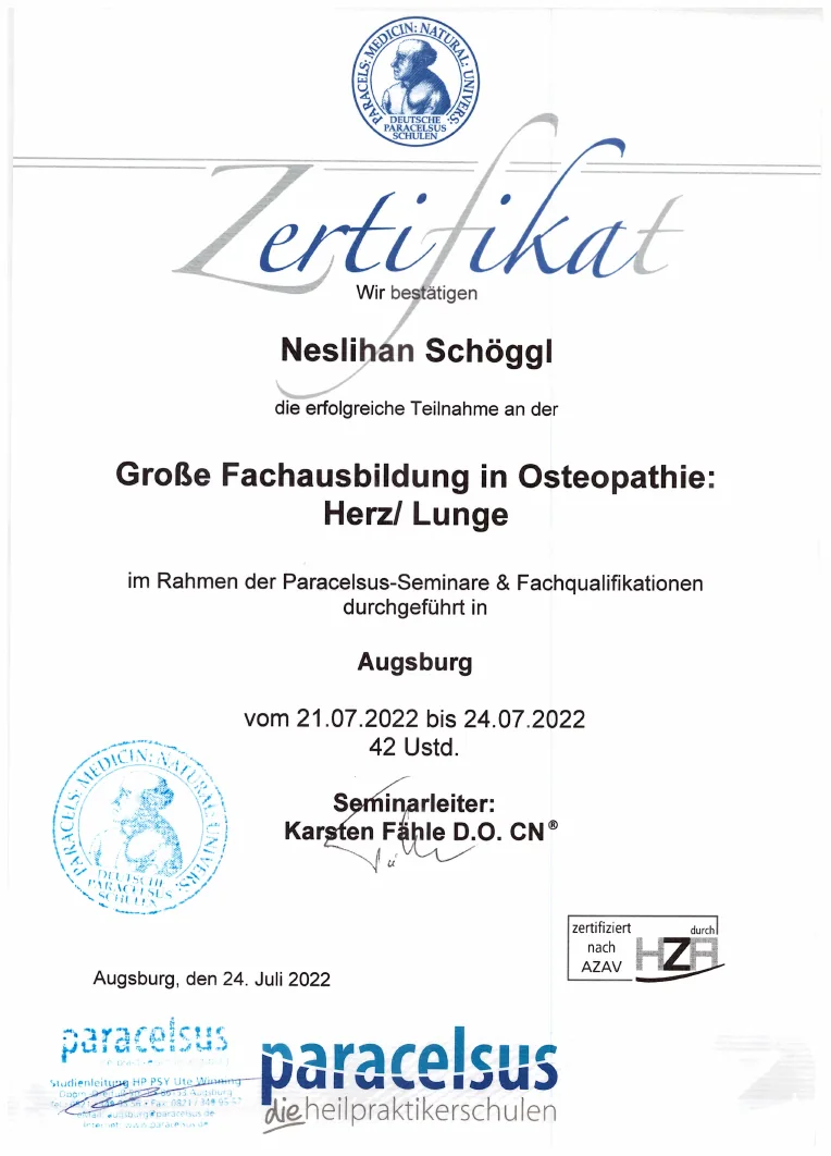 Vorschau des Zertifikats: Herz & Lunge